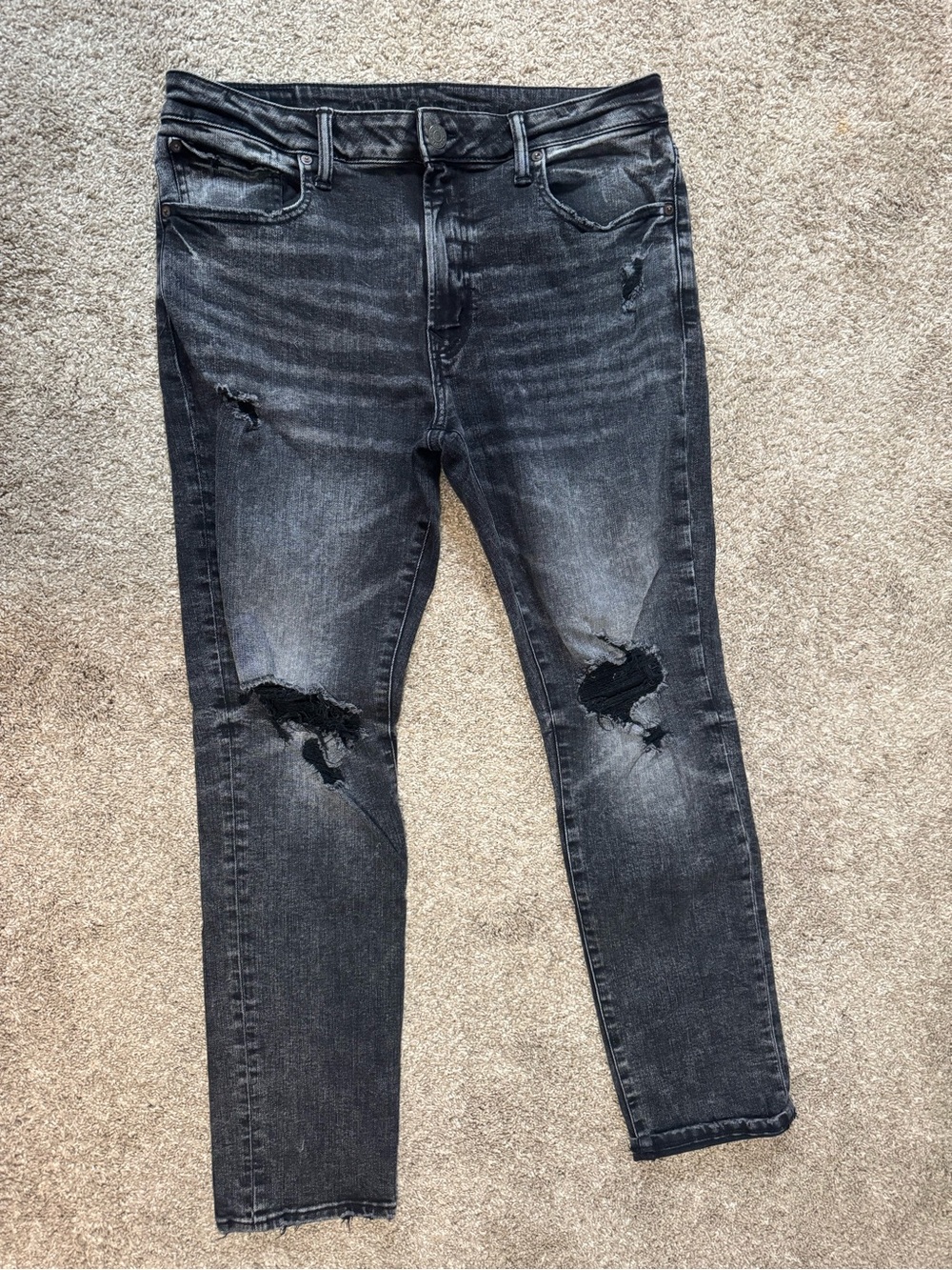 American Eagle Outfitters Men's Black Distressed Jeans